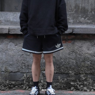ADIDAS 男女 Warp Knit Short 三葉草 運動休閒短褲 黑白 透氣【JD5198】