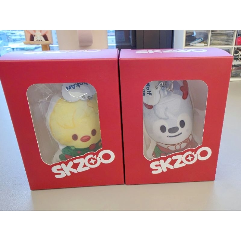 (近全新現貨+火速出貨🔥）韓國🇰🇷SKZOO CUSHIONKEYRING-BbokAri、Wolf Chan聖誕鑰匙圈