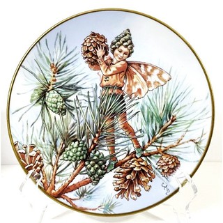 ★VINTAGE★1989年Gresham花仙子系列描金展示盤/立盤--THE PINE TREE FAIRY
