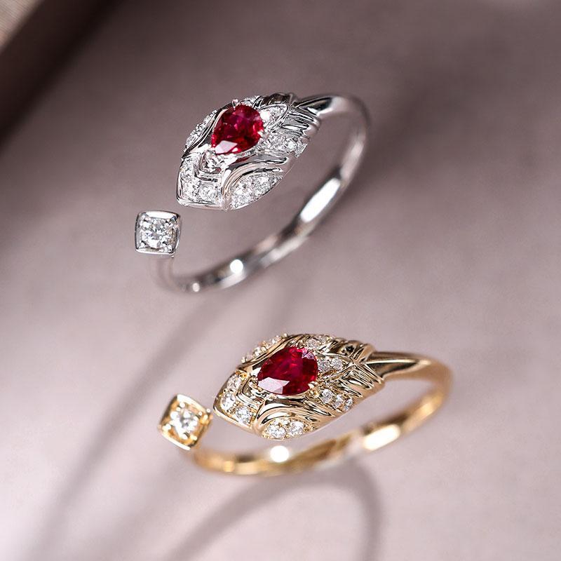 【海斯珠寶】紅寶靈蛇系列 18K金鴿血紅寶石天然鑽石戒指 癸巳蛇年限定款 靈蛇纏繞造型 非遺鏨刻鱗片工藝 珠寶級琺瑯點睛