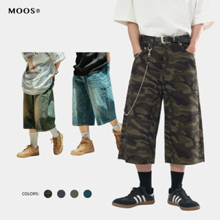【KOREA MOOS】復古寬鬆刷色七分牛仔褲