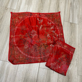 二手 中國風刺繡沙發靠枕套 方枕套 紅色 一組2入