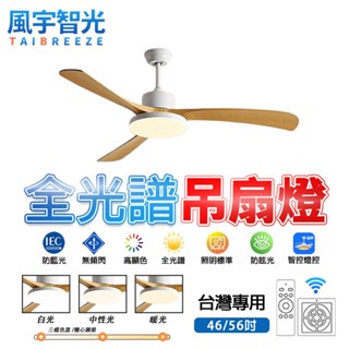 【風宇智光】吊扇燈 風扇燈 全光譜吊扇燈 大風力簡約吊扇燈 餐廳客廳變頻風扇燈 LED吸頂電扇燈 遙控 靜音 正反轉