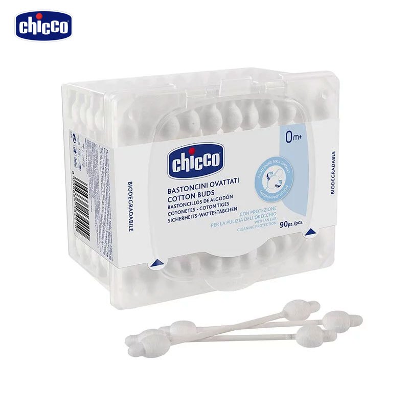 Chicco 衛生護耳棉花棒 90入 / 兒童棉花棒 安全(CHC945400)
