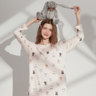 【EnamoR】莫代爾長袖居家服【半裙 M-XL】/卡哇伊 連身長版睡衣 舒適 大尺碼女裝 秋冬天女裝