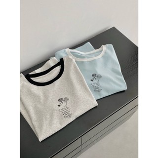現貨/日常休閒風 韓系印花手繪米奇撞色圓領短袖t 2色 高階水柔棉 韓版上衣 夏季上衣