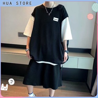 HUA STORE 華夫格套裝夏天 男生衣服 運動套裝 韓國套裝 休閒套裝 一套搭配 潮男穿搭 潮牌套裝 男生套裝