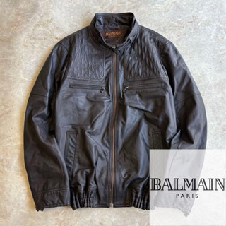 BALMAIN PARIS 小羊皮龜甲拉鍊騎士夾克 皮衣外套