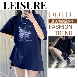 『臺灣出貨』oversize 美式復古 短袖女 純棉上衣 圓領t恤 女生 短袖上衣 夏天衣服（126）