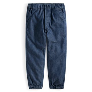 AJShop☆日本Uniqlo童裝特級彈性SLIM FIT長褲卡其色100 Lativ軟牛仔純棉束口褲110男童二手出清