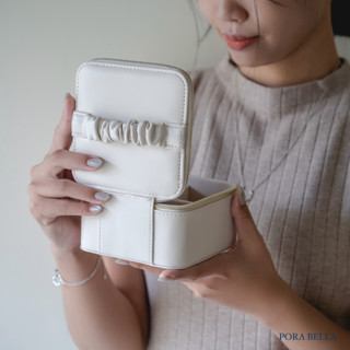 <Porabella>新款正方形手提首飾皮革首飾盒 飾品收納盒 絨布盒飾品盒 飾品戒指項鍊耳環耳夾收納 交換禮物 送女友
