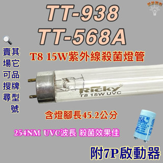 💫新朕照明💫 現貨 名象烘碗機 T8 15W 殺菌燈管 TT-938 TT-568A 紫外線殺菌燈管UVC波長254NM