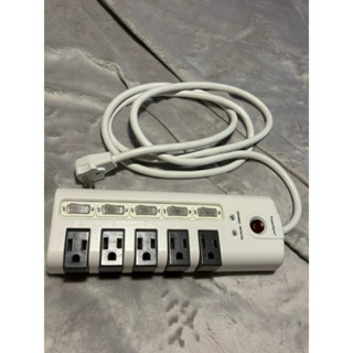 （二手八成新）群加 PowerSync 5開5插防雷擊旋轉插座延長線 1.8m PT-502 黑色(TS5X9018)