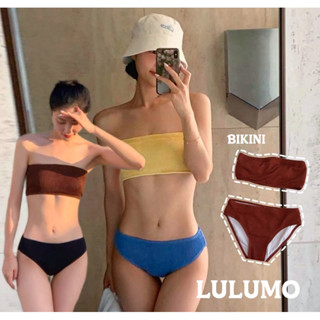 ❤️超美顏色任搭❤️韓國ins簡約抹胸撞色分體三角泳褲泳衣女2025新款性感小胸比基尼泳裝 單獨比基尼上衣 單獨三角泳褲