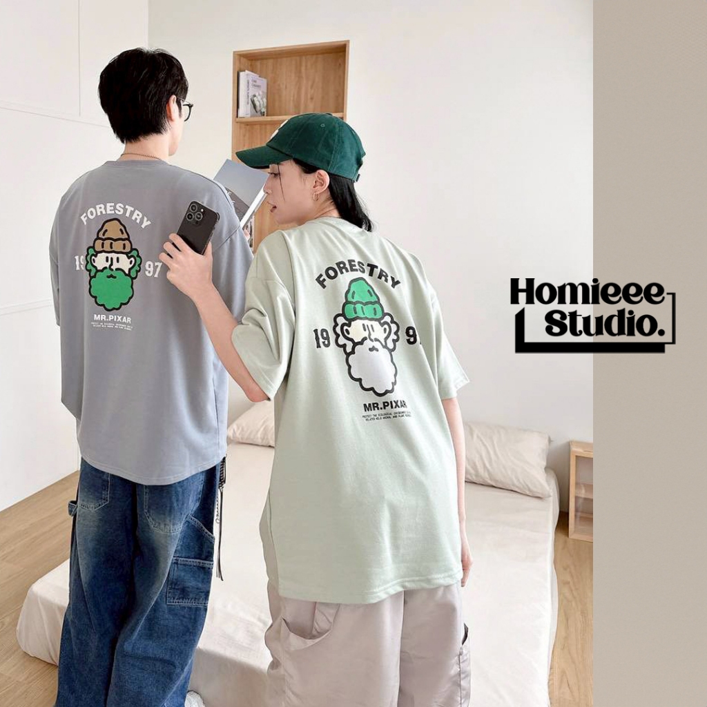 【HS.studio】韓版 短袖 FORESTRY 1997 鬍子叔叔 印花 Oversize 男女可穿 情侶款