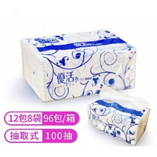 *電子發票*（免運費可貨到付款）優活抽取式衛生紙100抽96包／箱120抽72包／箱