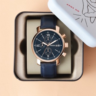 【WANgT】【FOSSIL】BQ1704 羅馬數字 日期顯示 玫瑰金框 夜光 三眼 計時 皮革 石英錶
