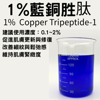 1%藍銅勝肽原液 10ml 30ml GHK-Cu 高濃度 1萬ppm 抗老 修復 精華液 乳液 保養品 化妝品 DIY