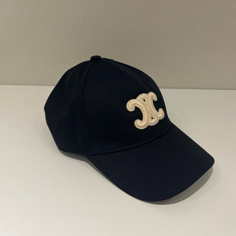 🌟二手美品🌟celine 老帽  凱旋門棒球棒 celine棒球帽 黑色老帽 celine帽子 精品帽 精品棒球帽