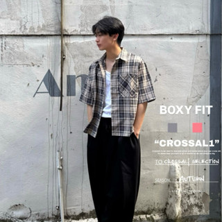 【CROSSAL1】現貨)韓國🇰🇷 BOXY FIT版型 格紋短袖襯衫 日常 街頭 懷舊 復古 美式 短寬 短版短袖襯衫