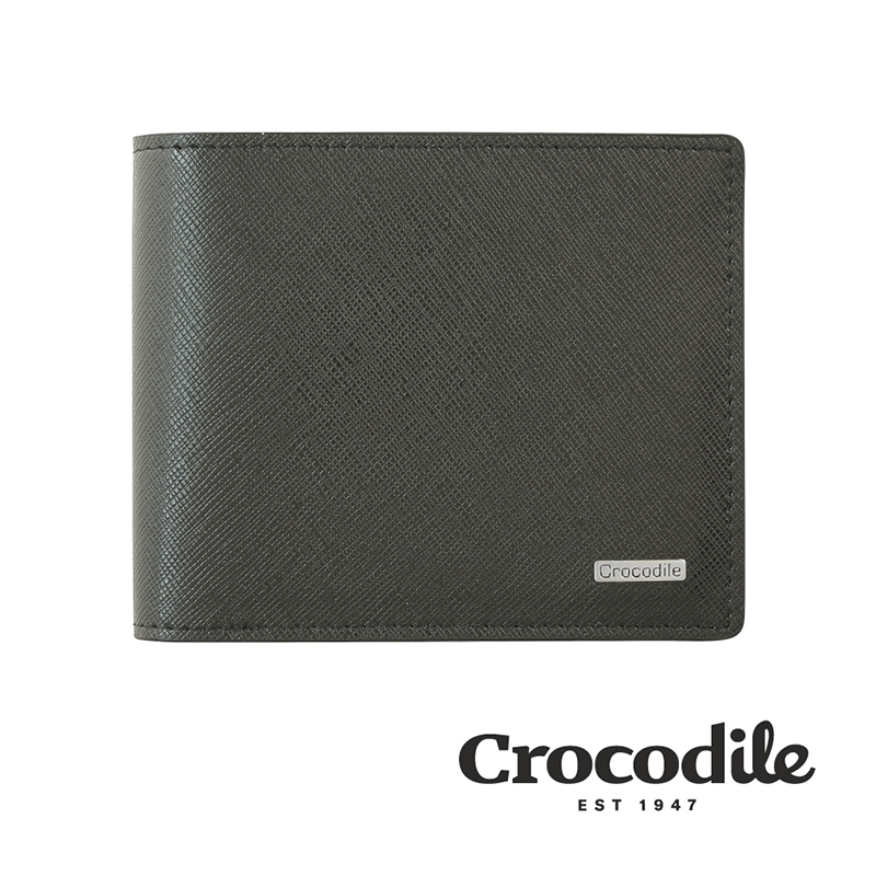 Crocodile 鱷魚皮件 男皮夾 短夾 真皮 9卡 1窗 拉鍊零錢袋 Wind系列 0103-5905-黑咖兩色