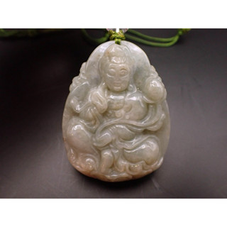 ｛珍璽翡翠｝天然A貨翡翠 天然翡翠 翡翠 翡翠觀音 天然A貨翡翠觀音玉珮中國繩結項鍊(長48寬40厚8mm)