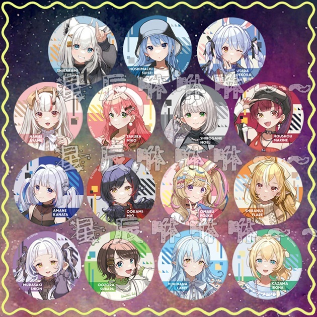 hololive 胸章 徽章 桃鈴音音 兔田佩可拉 白上吹雪 大神澪 紫咲詩音 百鬼綾目 星街彗星 白銀諾艾爾 櫻巫女