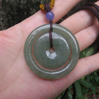Coco緬甸玉 翡翠a貨子母平安扣 冰糯種 水潤油青色 完美無摳裂紋 翡翠a貨附證書 現貨在臺北市