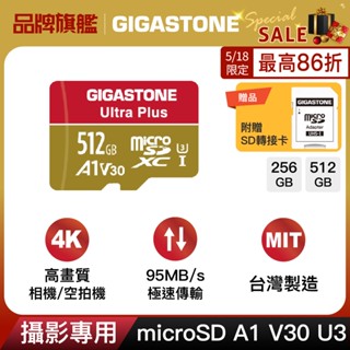 【GIGASTONE】相機記憶卡A1 V30 U30 512G/256G｜臺灣製造/microSD/256GB