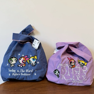 現貨* 飛天小女警刺繡購物袋手提環保收納袋