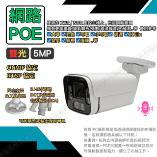 POE ONVIF H.265 收音攝影機 監控鏡頭 監視器 5MP 500萬 IPC 48V 含稅 高FPS