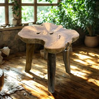 【自然屋精品】柚木創意椅 (現貨) 圓椅 原木椅 印尼柚木椅 實木椅 圓凳 板凳 兒童椅 TeakChair 樹枝圓凳