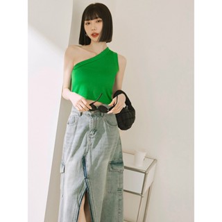 OB嚴選 多巴胺穿搭兩面穿單肩針織短版背心上衣 《AB18036》女裝/現貨/時髦