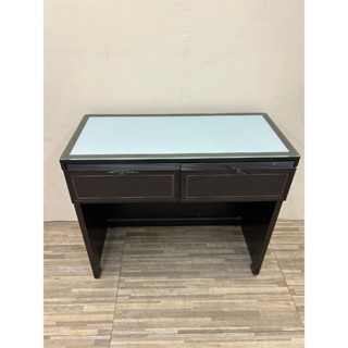 《大淡水二手精品傢俱》胡桃簡約書桌（含玻璃） 臺北二手傢具#新北二手傢具#林口二手傢具#桃園二手傢具