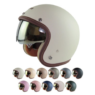 【 ninja 醺砂 電鍍內墨鏡安全帽 】 內墨鏡 安全帽 3/4罩安全帽 霧面 素色 車縫邊條 騎士帽 imini