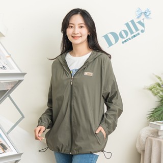 Dolly多莉大碼專賣店 臺灣現貨 大尺碼防曬素色連帽涼感速乾外套(軍綠色)393
