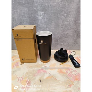 中工中華工程股東紀念品皮爾卡登陶瓷隨行杯禮物禮品黑色磨砂杯麵不鏽鋼+陶瓷內膽