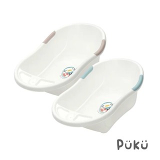 < PUKU 藍色企鵝 > 雙色嬰兒浴盆39L-(水/杏) / 雙色澡盆增高架