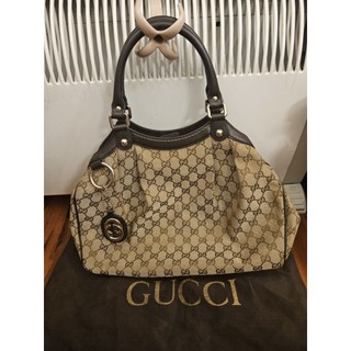 （下殺）Gucci 211944 Sukey 牛皮老帆布GG拖特包 南瓜包 (正品、付原防塵袋及原廠商品卡)