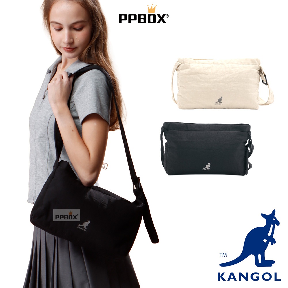 KANGOL 袋鼠 尼龍 輕簡 側背包【65251702】時尚 包包 側背包 白色小包 情侶包 護照包 雲朵包