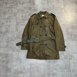 ARMANI 義大利製 leather trench coat 小羊皮排扣翻領夾克 外套夾克 皮衣