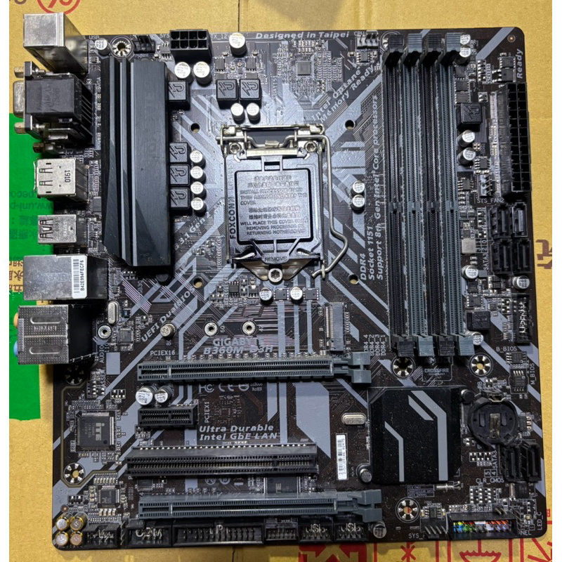 技嘉主機板B360M D3H支援Intel® Core 8、9代1151腳位CPU 二手良品、約八成新