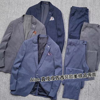 臺灣賣家🇹🇼品質嚴選義大利 超推薦抗皺透氣時尚休閒西裝秋冬男商務格紋西服套裝長褲-Alice 真皮皮衣西裝歐美精品專賣