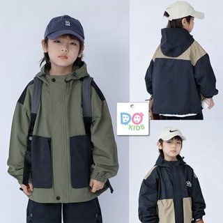DO Kids童裝 臺灣現貨-日系工裝拼色連帽衝鋒衣 男女童裝 春秋冬季新品 兒童 中小童 大童 長袖 外套 夾克