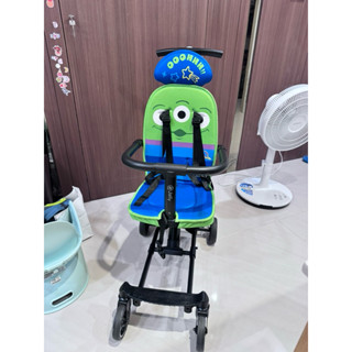 （二手）Jolly 二代 輕便型摺疊手推車（迪士尼三眼怪）附遮陽板、雨罩、置物袋