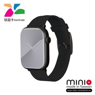 【minio】Apple Watch 悠遊卡官方正式授權 防水矽膠悠遊卡錶帶 42/44/45/49mm(午夜黑)