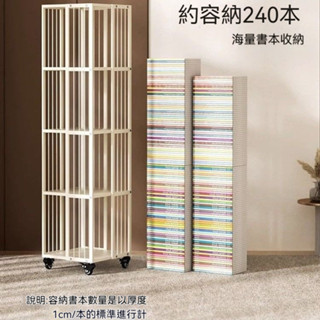 【臺灣🔥出貨】旋轉兒童書架 可移動書櫃 帶輪 家用牆角收納架 鐵藝轉角 置物架 360°旋轉 鐵質書架 層架 移動書櫃