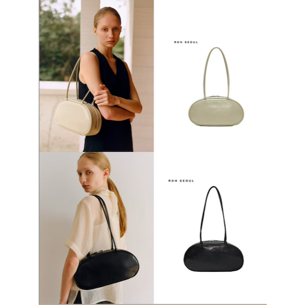 ROH SEOUL _ Medium Pebble shoulder bag Wrinkled neutral oat