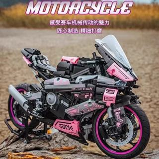 臺現💖機車積木 積木 1:5比例 相容樂高積木 機車模型 拚裝積木 機車 相容樂高 賽博朋剋寶馬機車模型 機車積木模型