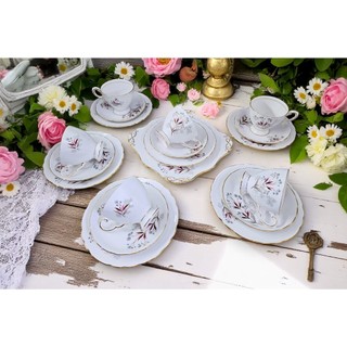 【Sunshine Antiques】Tuscan - Seafern 英國骨瓷下午茶杯組蛋糕盤 F.16